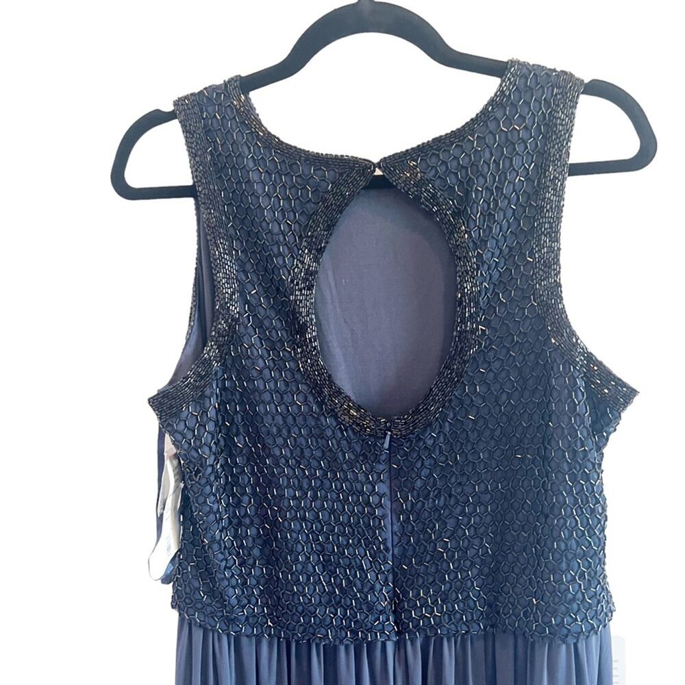 NWT $258 PISARRO NIGHTS 10 Beaded Bodice Chiffon Gown DRESS NAVY BLUE - Picture 6 of 8